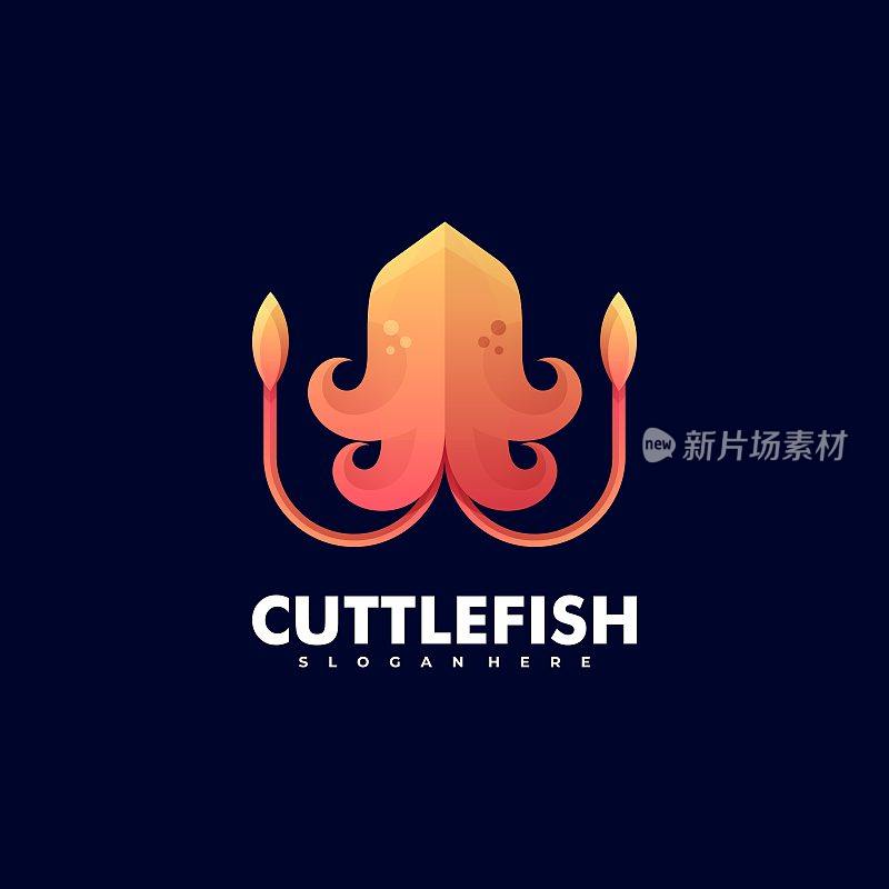 Vector Illustration Cuttlefish Gradient Colorful Style.